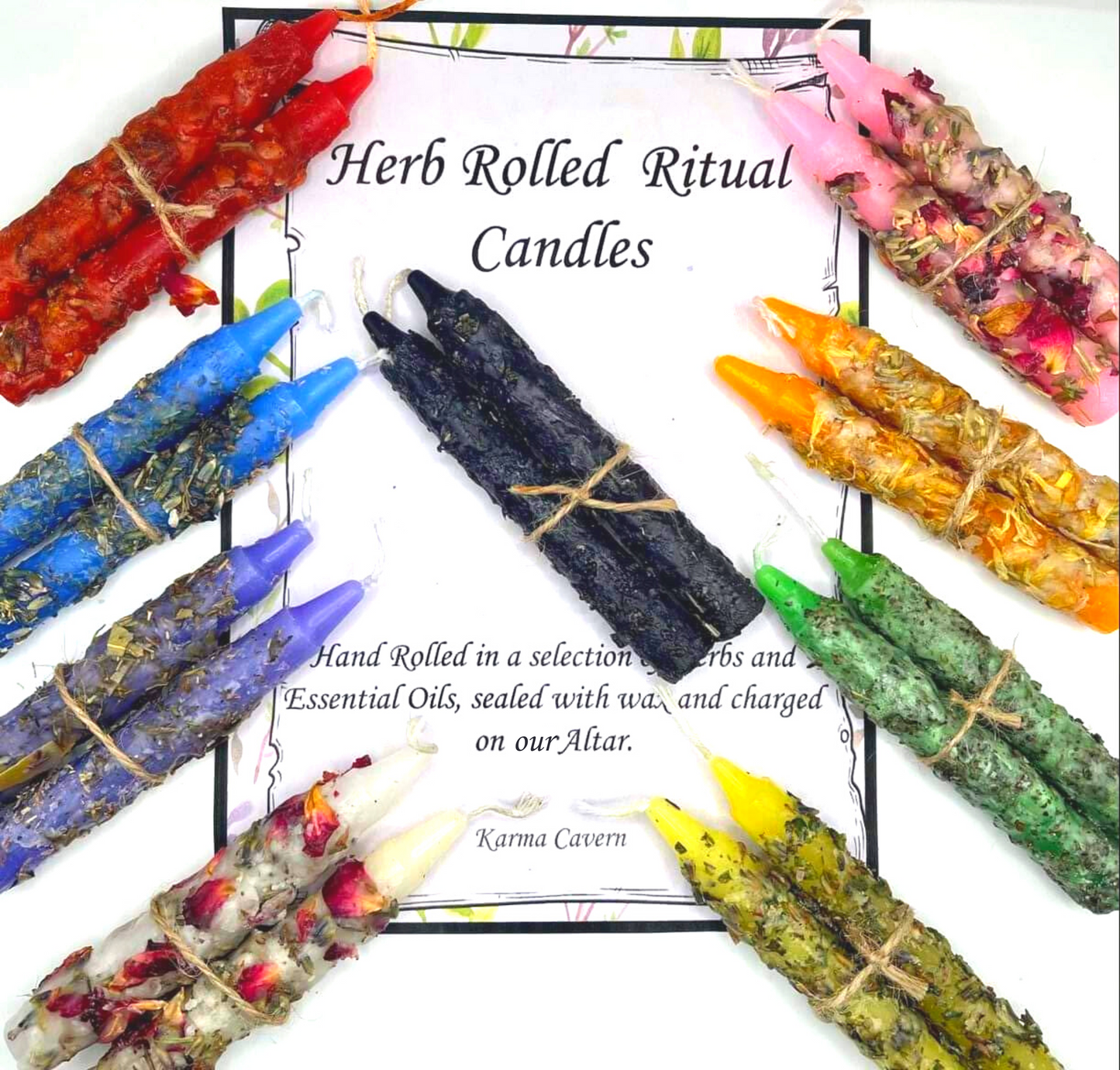 Herb Rolled Ritual Candle (pack of 2 Candles)